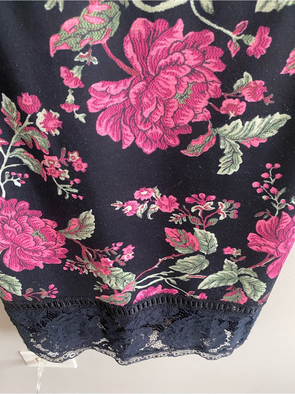 Tadashi Shoji Black Lace Midi Dress with Pink Floral Embroidery - Picture 6 of 13